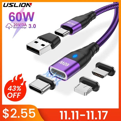 Uslion W Pd H Zl Arj Kablosu Usb C Tipi C Mikro Manyetik Veri Kablosu