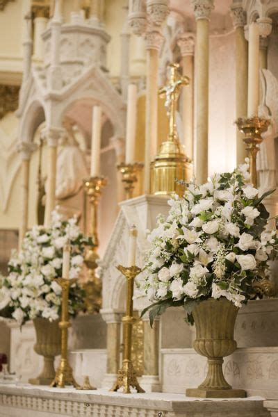 White Ceremony Floral Arrangements Church Wedding Decorations Church