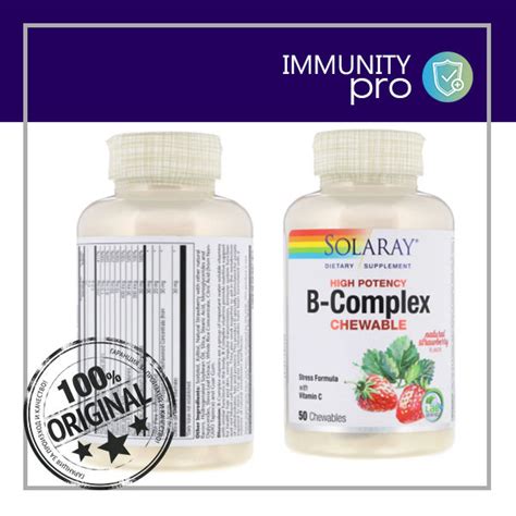 Solaray, High Potency B-Complex Chewable, Natural Strawberry Flavor, 50 ...