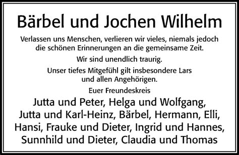 Traueranzeigen Von B Rbel Wilhelm Trauerportal Der Celleschen Zeitung