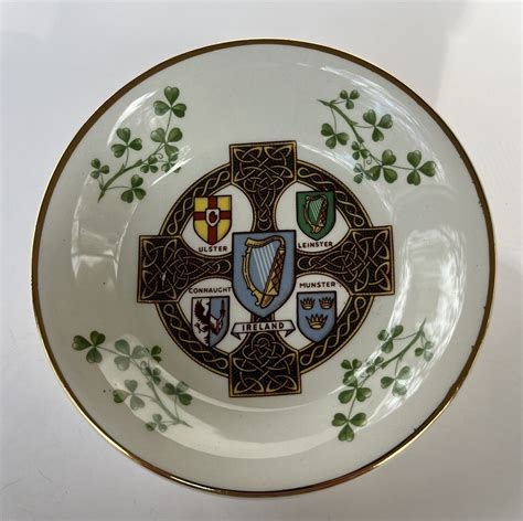 Shamrock Irish Arklow Pottery Coat Of Arms Trinket Dish 4 12” Ebay