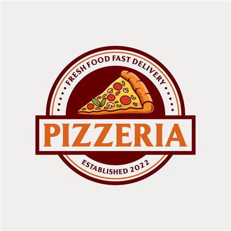 Pizzeria Vector Emblem On Blackboard Pizza Logo Template Vector