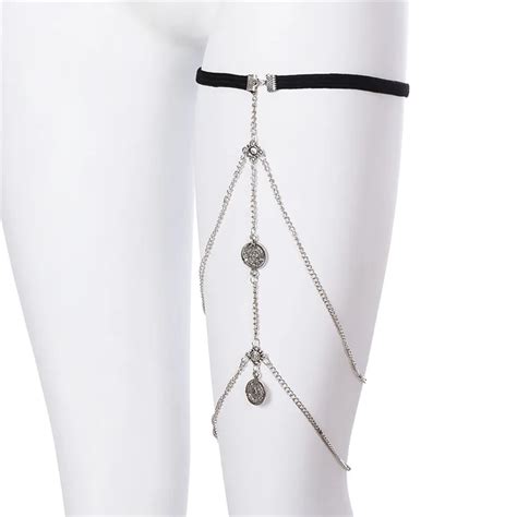 New Gothic Style Fashion Silver Color Coins Leg Chains Unique Thigh Chains Sexy Body Jewelry