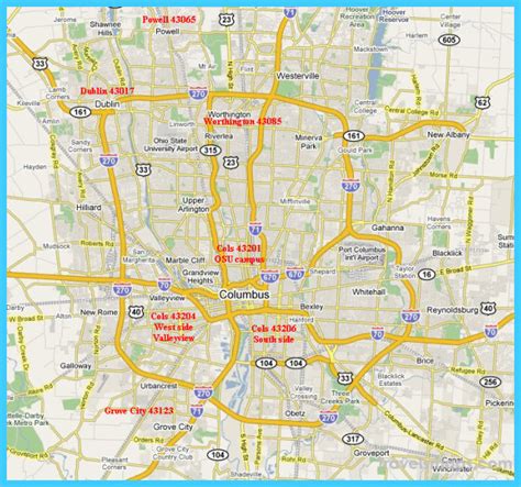 Map of Columbus Ohio - TravelsMaps.Com