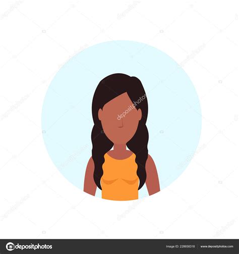 African American Woman Avatar Isolated Faceless Female Cartoon Character Portrait Flat Stock