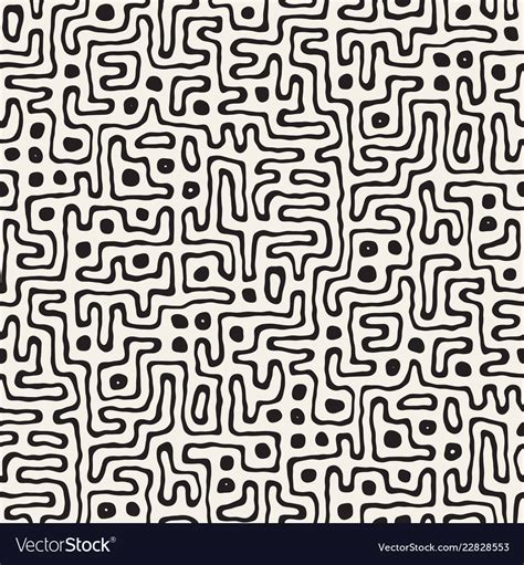 Seamless Black And White Rounded Irregular Maze Vector Image