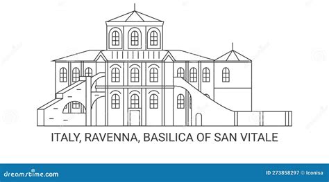 Italy, Ravenna, Basilica of San Vitale, Travel Landmark Vector ...