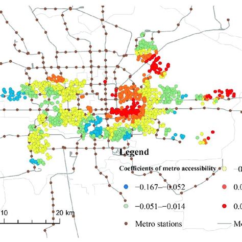 Spatial Distribution Of Local Coefficients Of Metro Accessibility Based