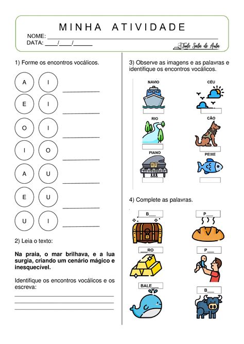 Atividade De Encontro Vocálicos - Atividades de Encontros Vocálicos para Alfabetização - Tudo Sala de ...