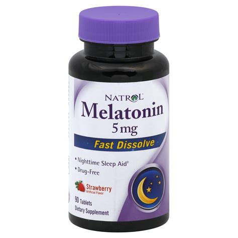 Natrol Melatonin, 5 mg, Fast Dissolve, Strawberry Artificial Flavor, 90 ...
