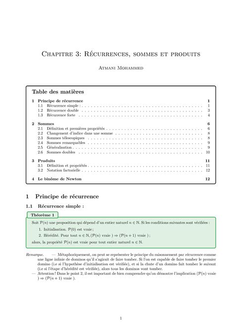 Chap 3 recurr cours de math bien resume Chapitre 3 Récurrences