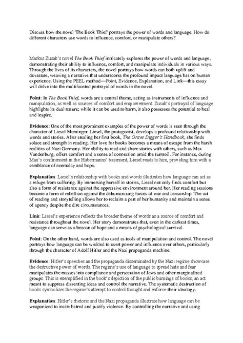 ENG101 Essay Notes: The Book Thief & the Power of Words - Studocu
