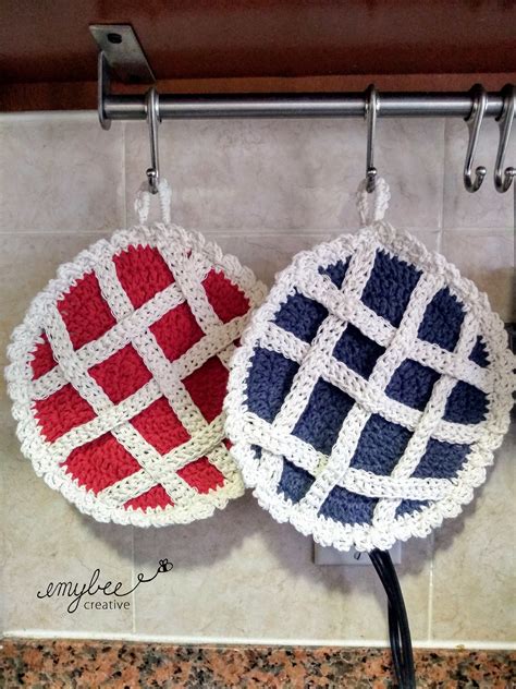Crocheted Pie Pot Holder Hot Pad Trivet Individual Or Variety Set