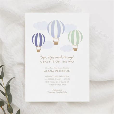 Hot Air Balloons Boy Travel Baby Shower Invitation Zazzle