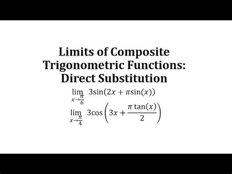 Limits Of Composite Trigonometric Functions Direct Substitution Youtube