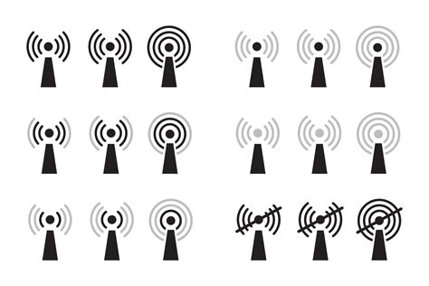 Signal Strength Wifi Icon Set Collection Wireless Connection Network