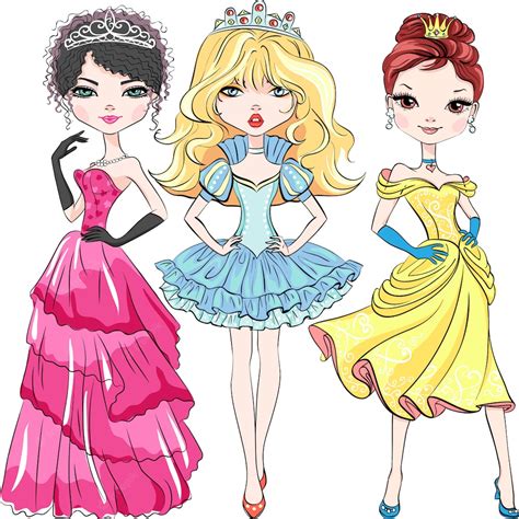 Premium Vector Set Of Beautiful Fashion Girls Princesses In The