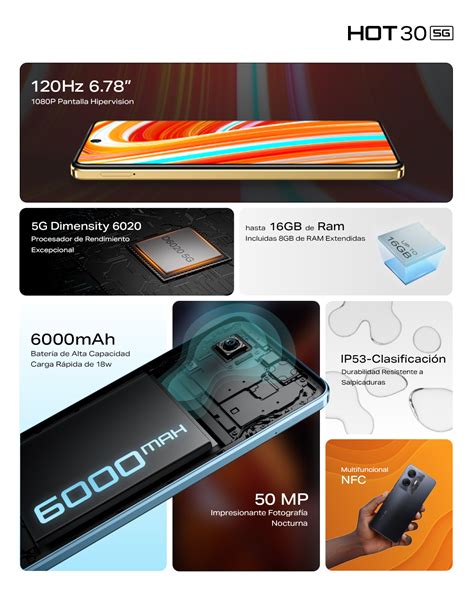 INFINIX Infinix Hot 30 5G Knight Black 128GB ROM 8GB RAM Falabella