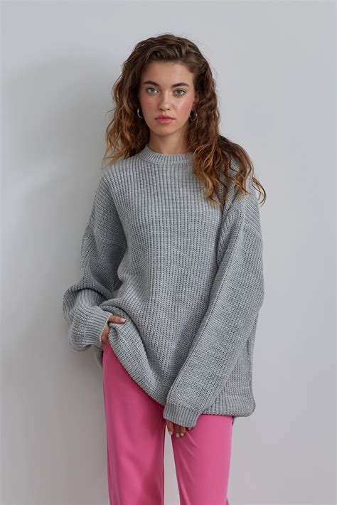 Gray Oversize Knitwear Sweater Suud Collection