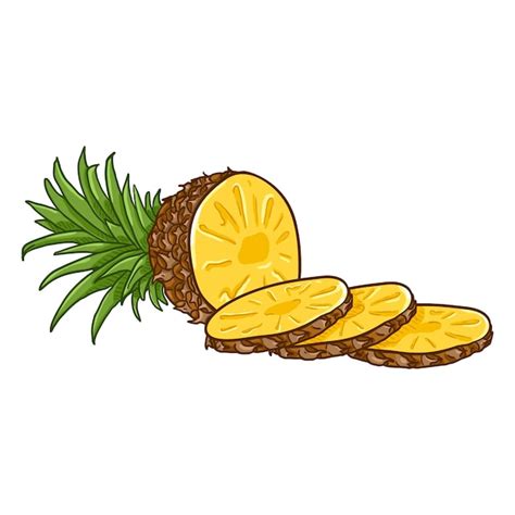 Ananas En Tranches De Dessin Anim De Vecteur Vecteur Premium