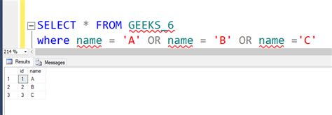 Sql Server In Condition Geeksforgeeks