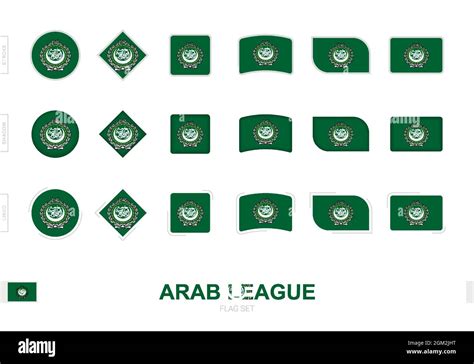 Arab League flag set, simple flags of Arab League with three different ...