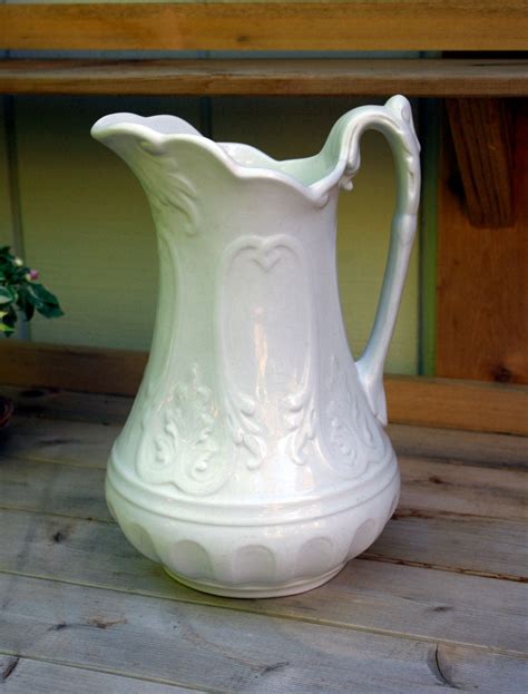 Antique Ironstone White Water Pitcher