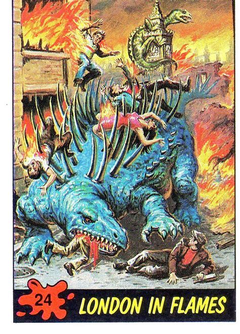 1988 Topps Dinosaurs Attack! #24 London in Flames Non-Sports Card ...