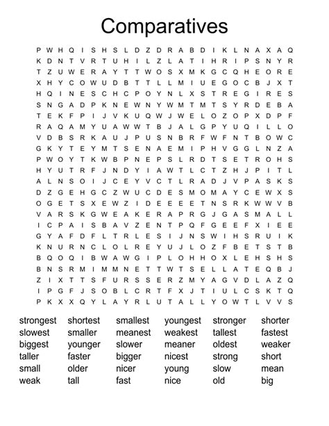 Comparatives Word Search Wordmint