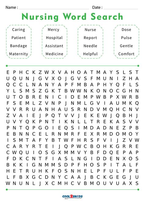 Free Printable Nursing Word Search Puzzles