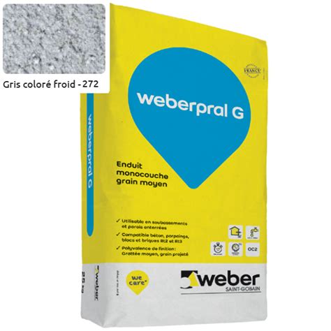 Enduit Monocouche Moyen Weberpral G Gris Color Froid Kg