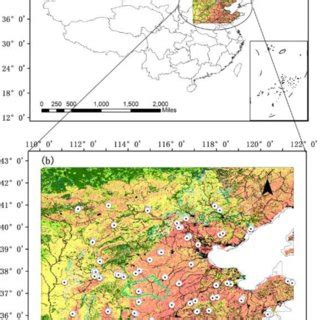 Borders of China (a) and land cover map of the study area (the ...