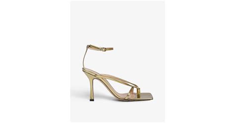 Bottega Veneta Naked Metallic Leather Heeled Sandals Lyst