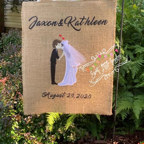 Burlap Wedding Garden Flag Personalized Wedding Flag Backyard Wedding