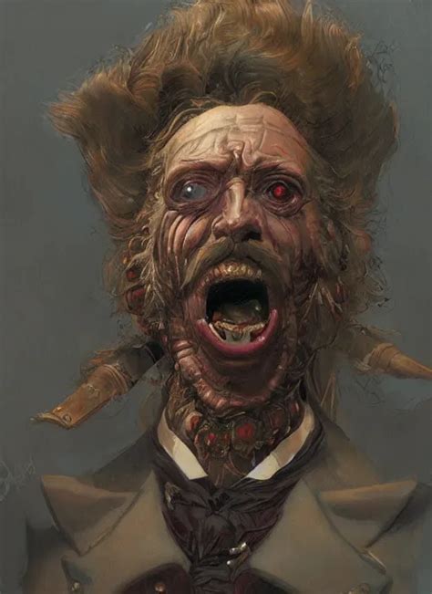 Close Up Concept Art Of A Loud Victorian Character By Stable