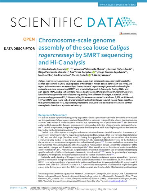 Pdf Chromosome Scale Genome Assembly Of The Sea Louse Caligus