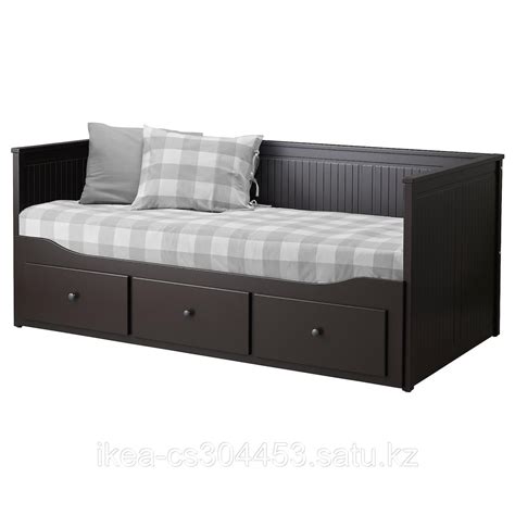 HEMNES ХЕМНЭС Кушетка с 2 матрасами/3ящиками, черно-коричневый/Мосхульт ...
