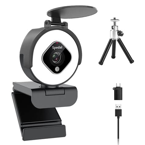 Spedal 962Pro HD 1080P 60FPS USB Webcam With Ring Light Web Camera With