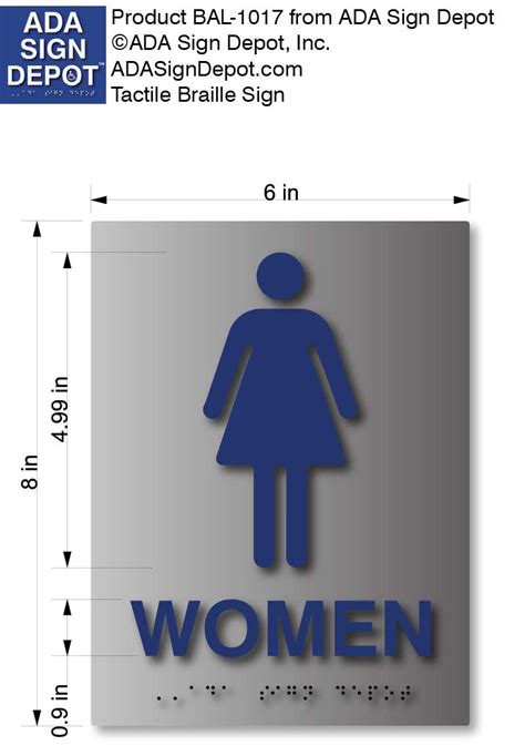 Womens Restroom Ada Sign In Brushed Aluminum Ada Sign Depot