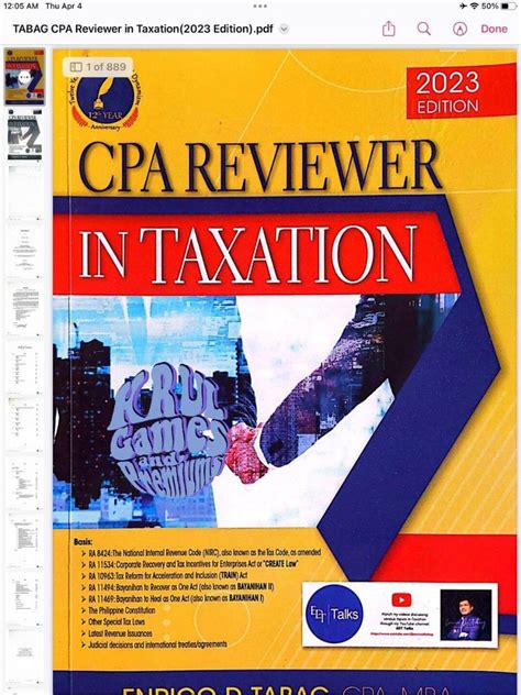 CPA Reviewer 2023 In Taxation Tabag Hobbies Toys Books