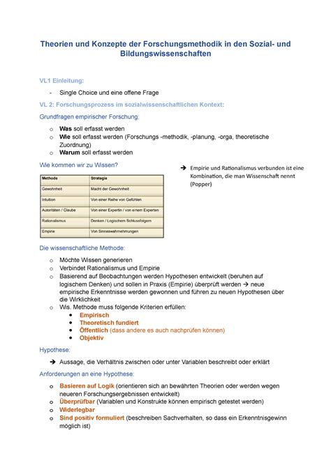 Zusammenfassung Lea VL1 4 Theorien Und Konzepte Der