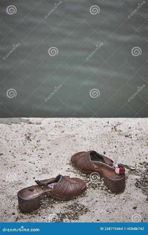 Budapest Jewish Memorial Shoes On Danube Riverbank Hungary Editorial