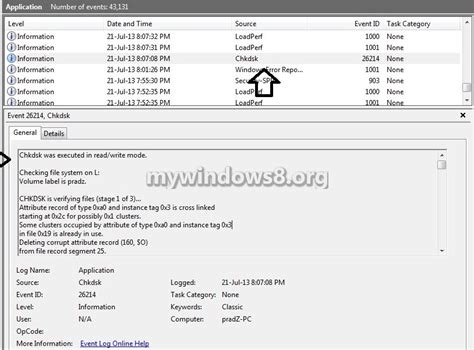 Read Event Viewer Log For Check Disk Chkdsk In Windows 7 Windows 8