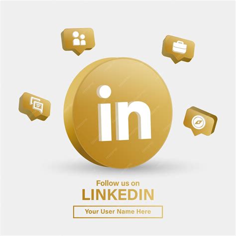 Premium Vector Follow Us On Linkedin 3d Logo In Modern Golden Frame