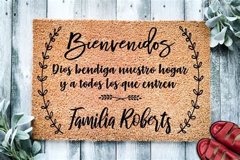 Bienvenidos May God Bless Our Home V Doormat Door Mat Personalized