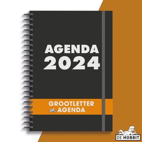 Hobbit Grootletter Agenda Zwart 2024 Ringband Week Per 2