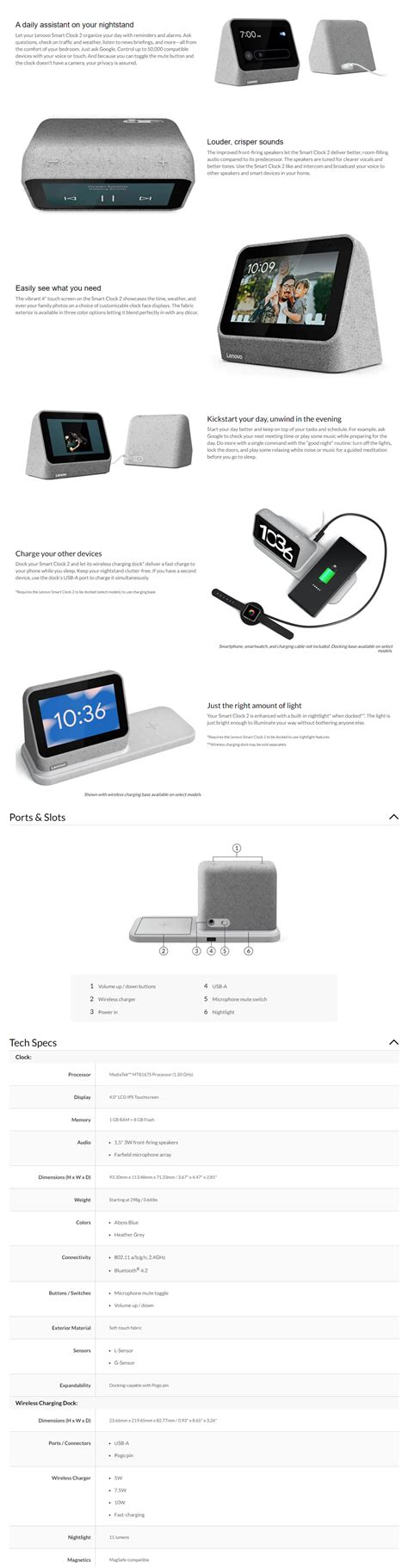 Lenovo Smart Clock 2 With Wireless Charging Dock - Penguin.com.bd