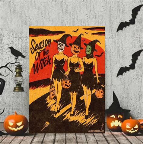 Horror Season Of The Witches Lady Halloween Halloween Canvas Wall Art ...