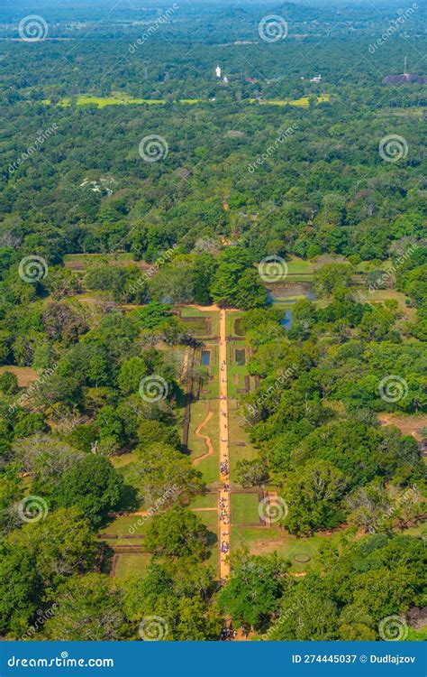 Aerial View of Sigiriya Gardens at Sri Lanka Stock Image - Image of ...