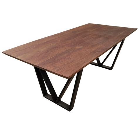 2m Tapered Walnut Acacia Dining Table M Base